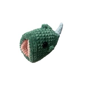 Handmade Green Crochet Big Mouth Bass Plushie